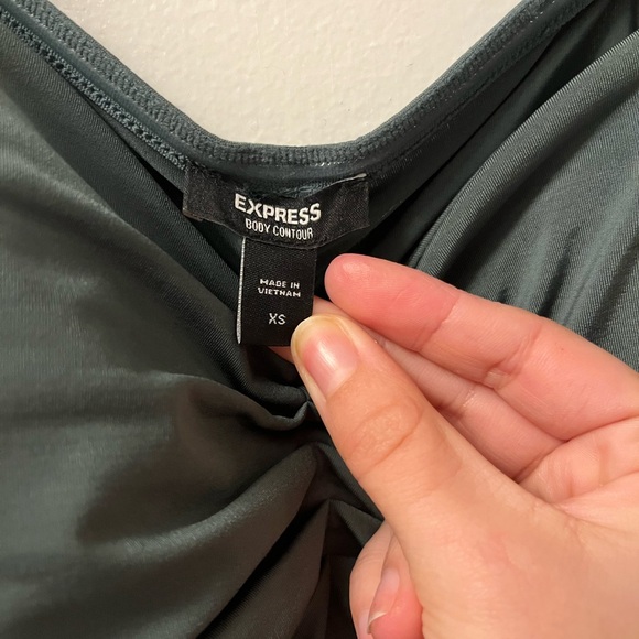 Express Green Ruched Bodysuit - Picture 3 of 4